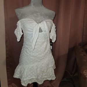 White Ruffle Off The Shoulder Mini Dress Size Xs (New With Tags)